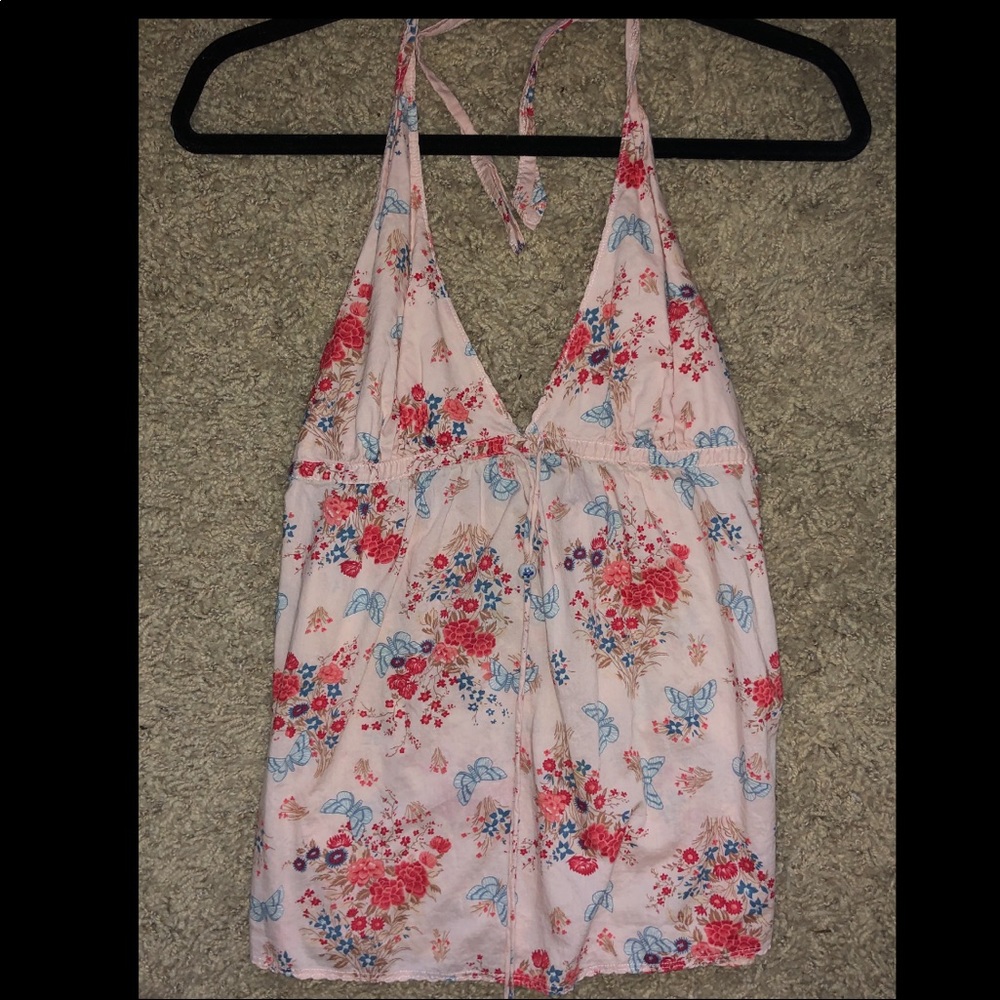 beautiful vintage butterfly & floral top